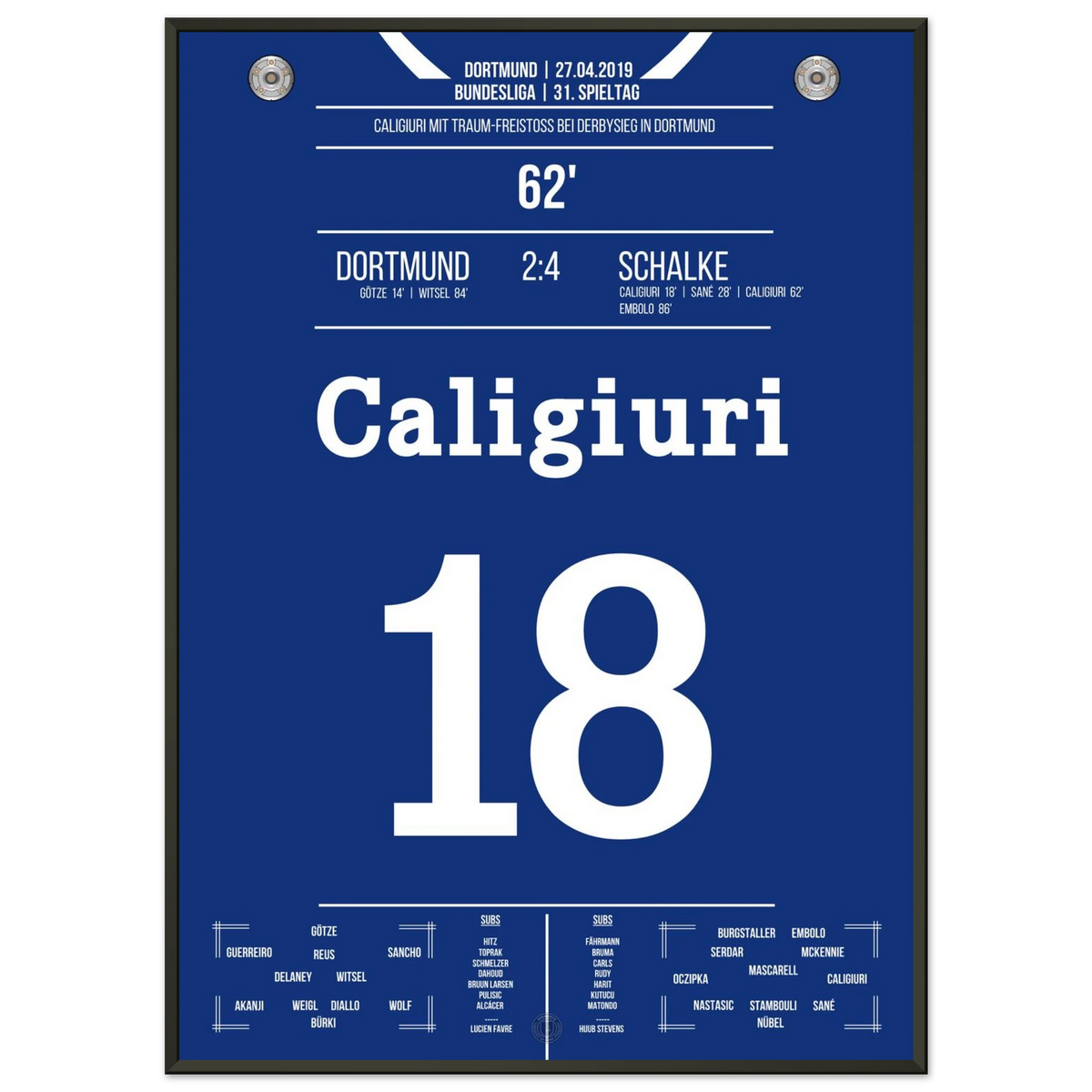 Caligiuri's Freistoss-Tor beim Revierderby in Dortmund