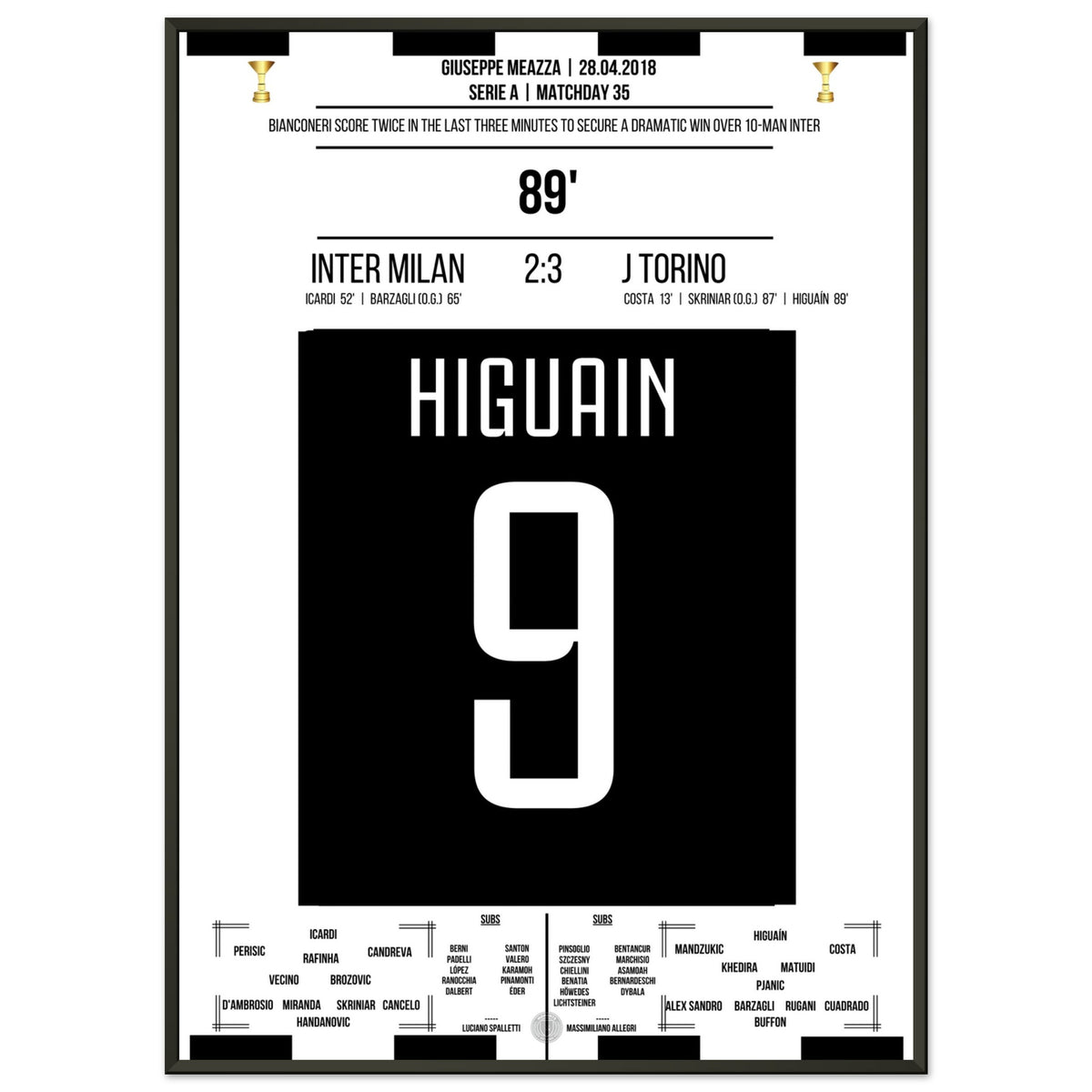 Higuain turns the game around against Napoli on the way to the 2018 Scudetto