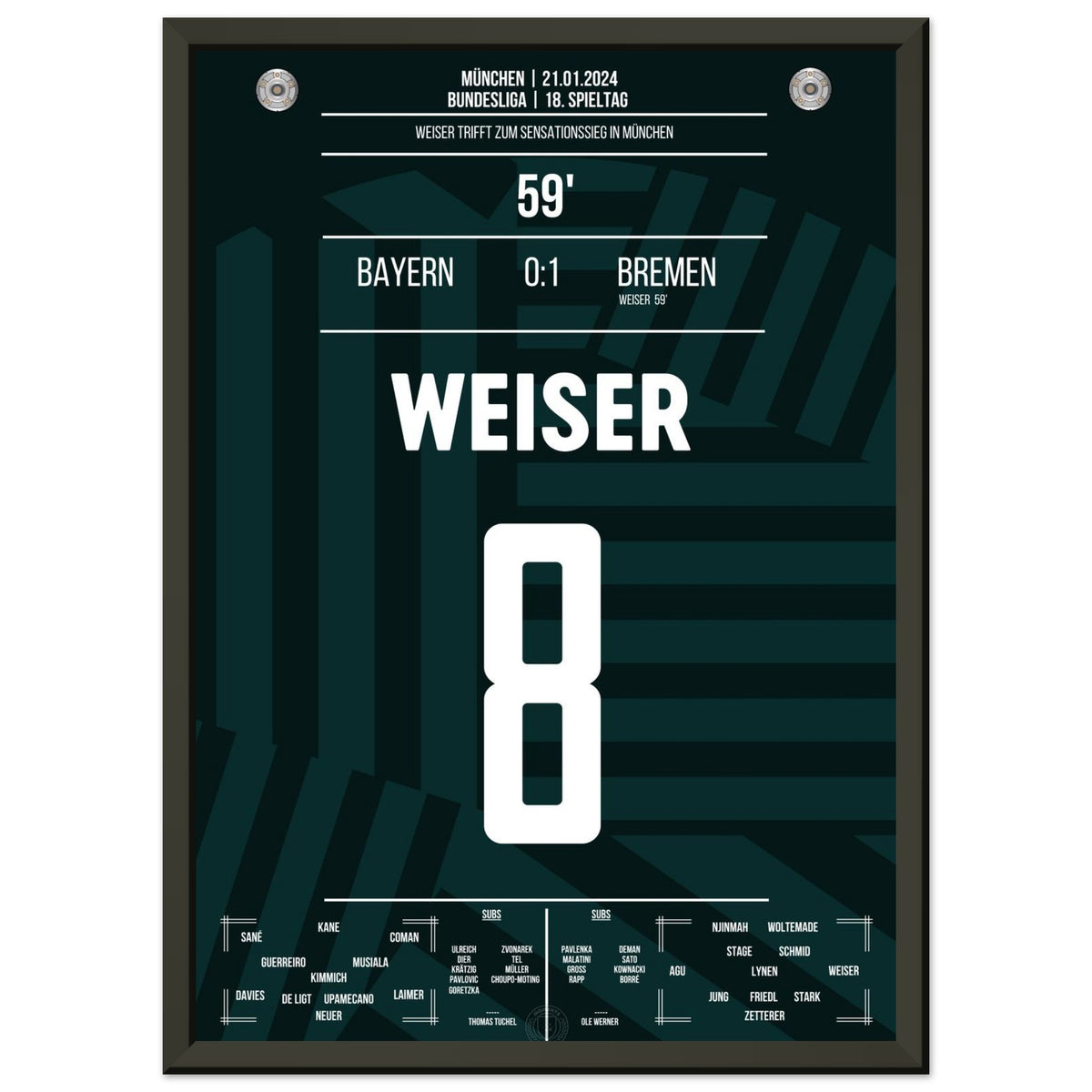 Weiser trascina il Werder alla vittoria in trasferta a München
