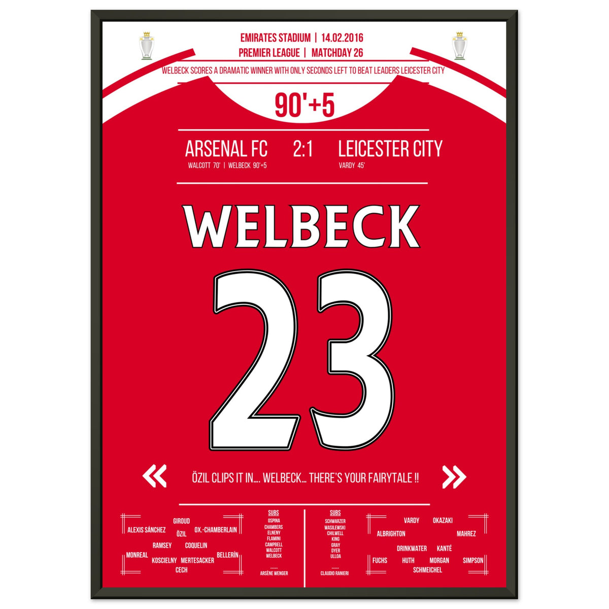 Il gol vittoria di Welbeck all'ultimo secondo contro il Leicester nel 2016