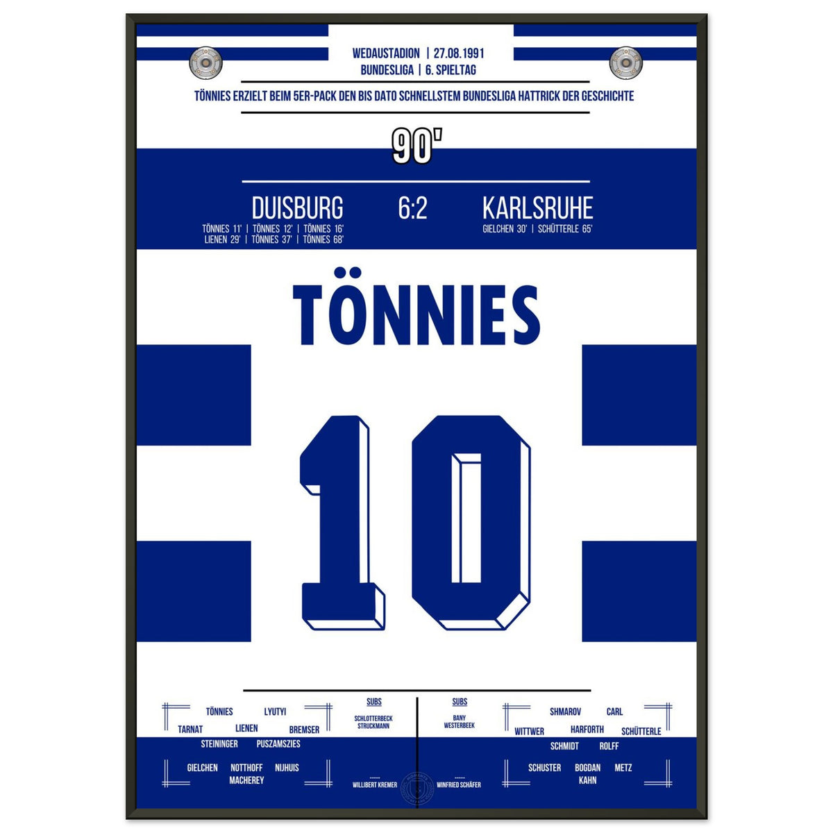 Tönnies' Record Hat-Trick in a 5-Goal Masterclass Against Karlsruhe in 1991