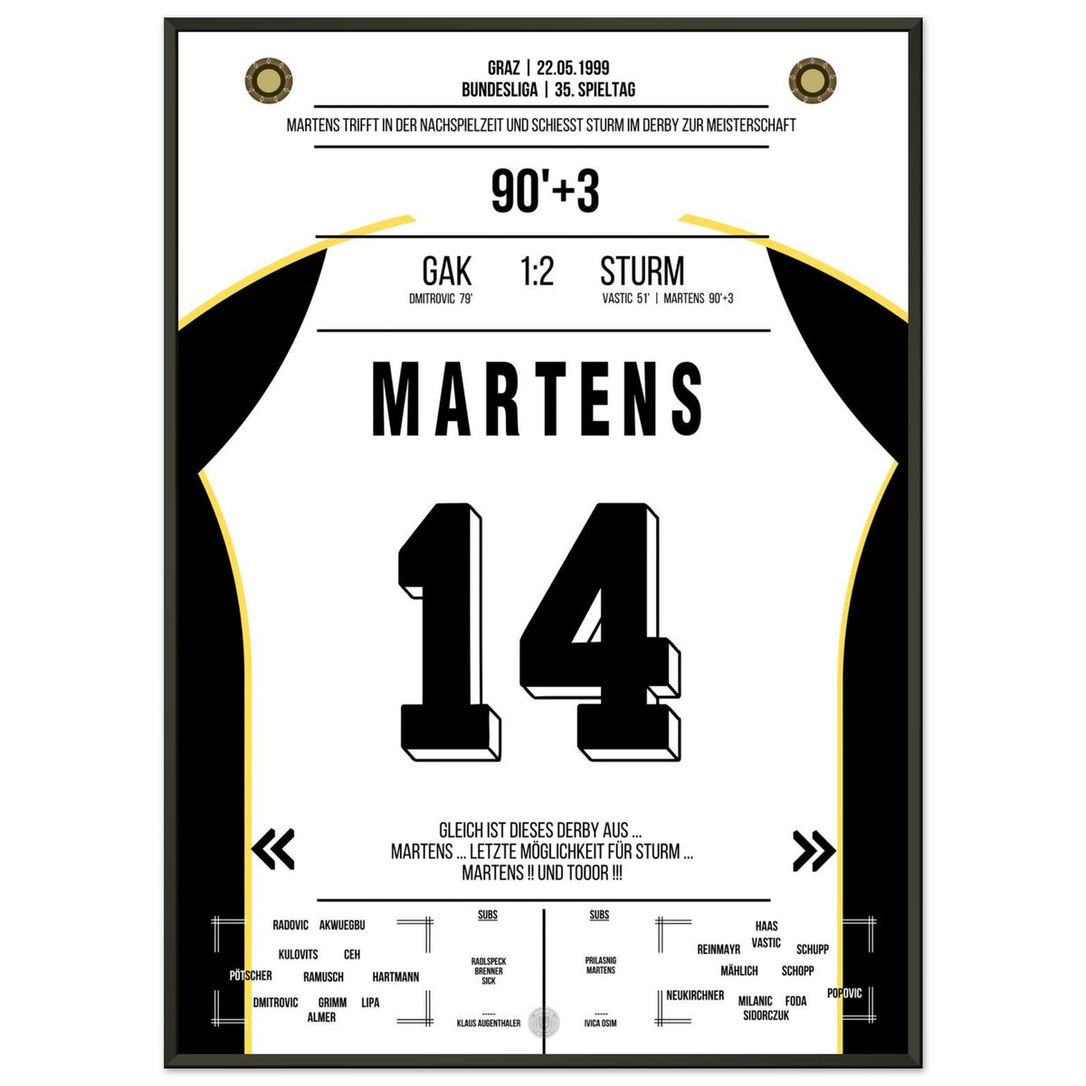 Martens lleva al Sturm Graz al título de 1999 en el derbi