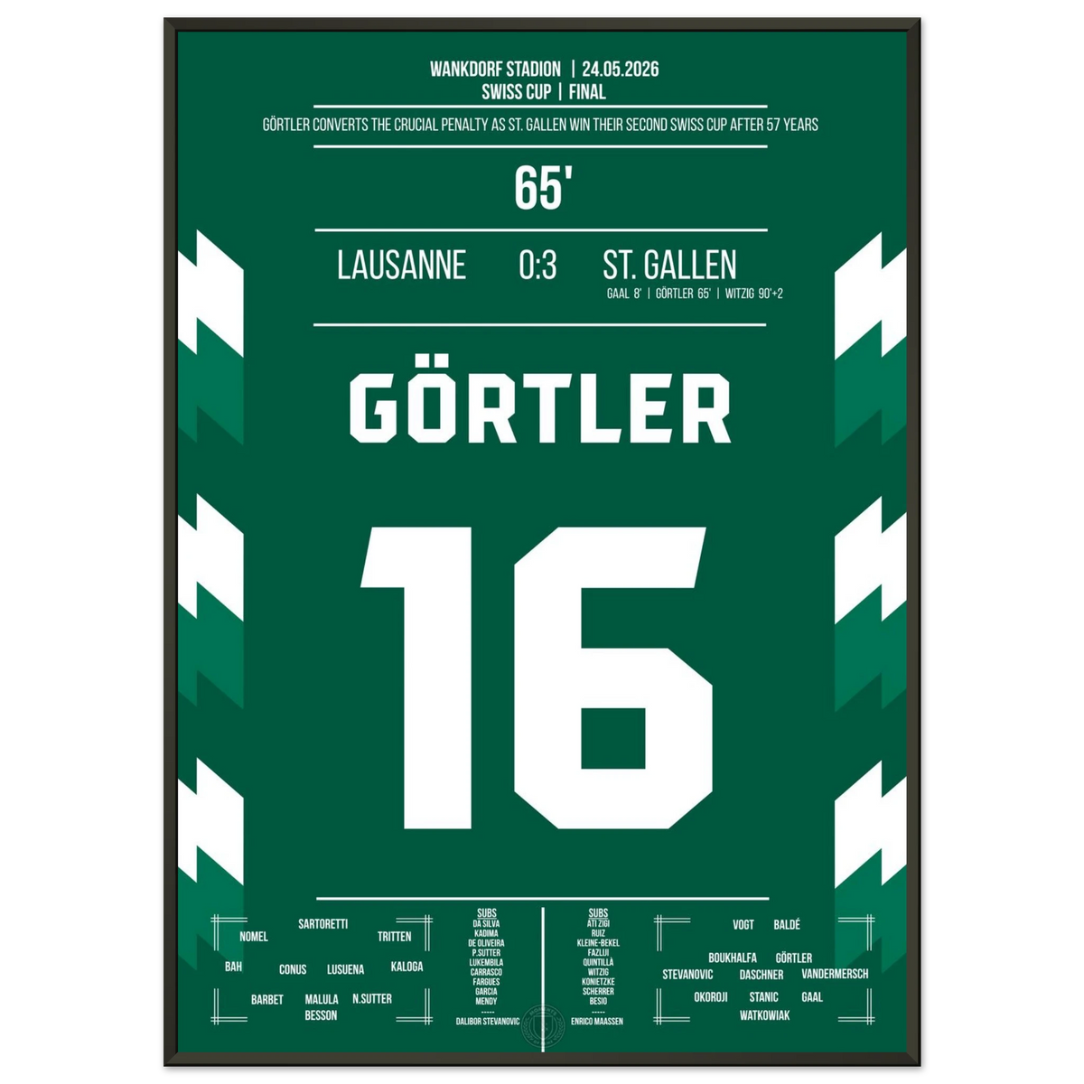 Görtler marca el gol decisivo en la victoria de copa del St. Gallen