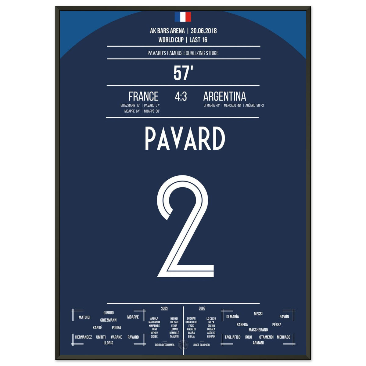 El golazo de Pavard ante Argentina en los octavos de final de la WM 2018