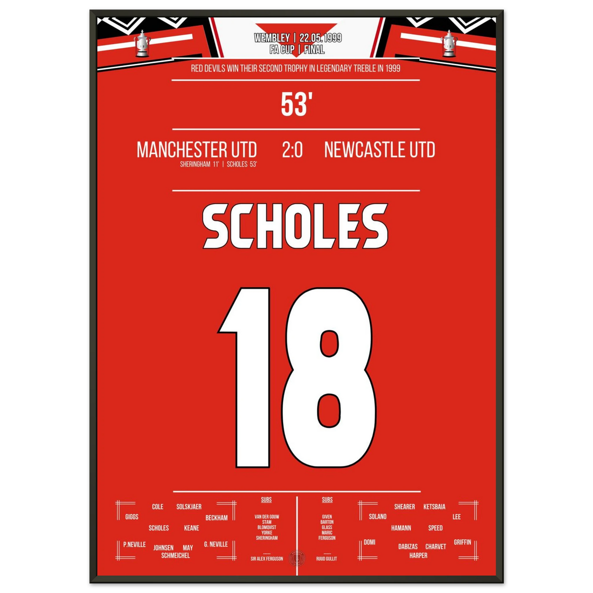 Scholes marca en el triunfo copero del United en Wembley en la temporada del Treble