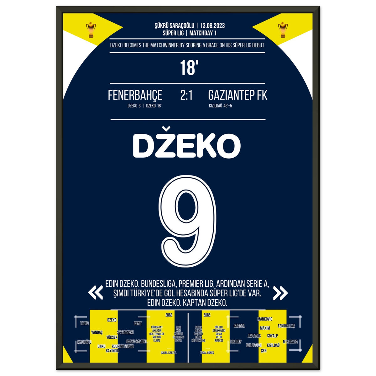 Dzeko scores twice on his debut on matchday 1 for Fenerbahce