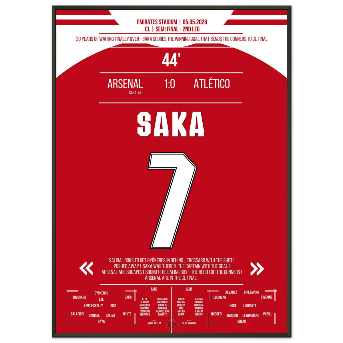Starboy Saka lleva a Arsenal de vuelta a una final de la CL después de 20 años