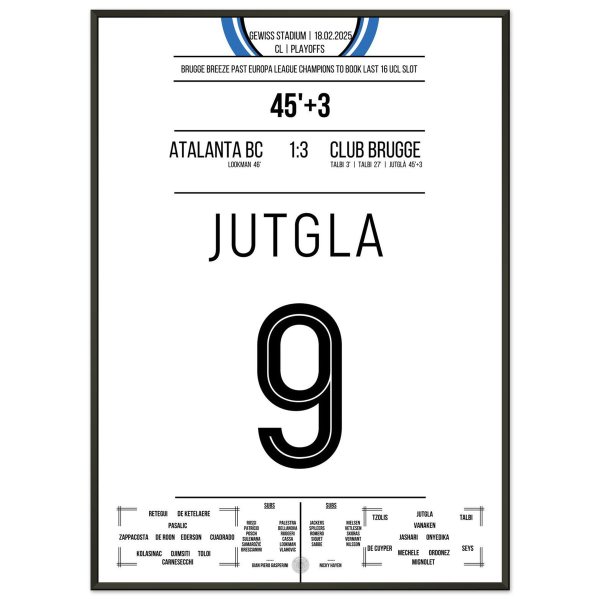 Brügge firma la sorpresa ed elimina l'Atalanta dalla competizione