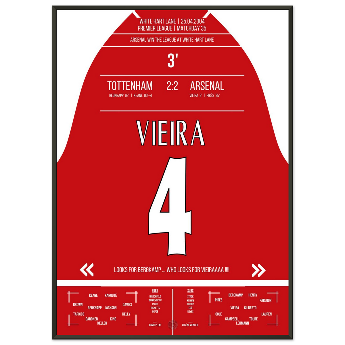 El gol de Vieira al ganar el campeonato en White Hart Lane en 2004