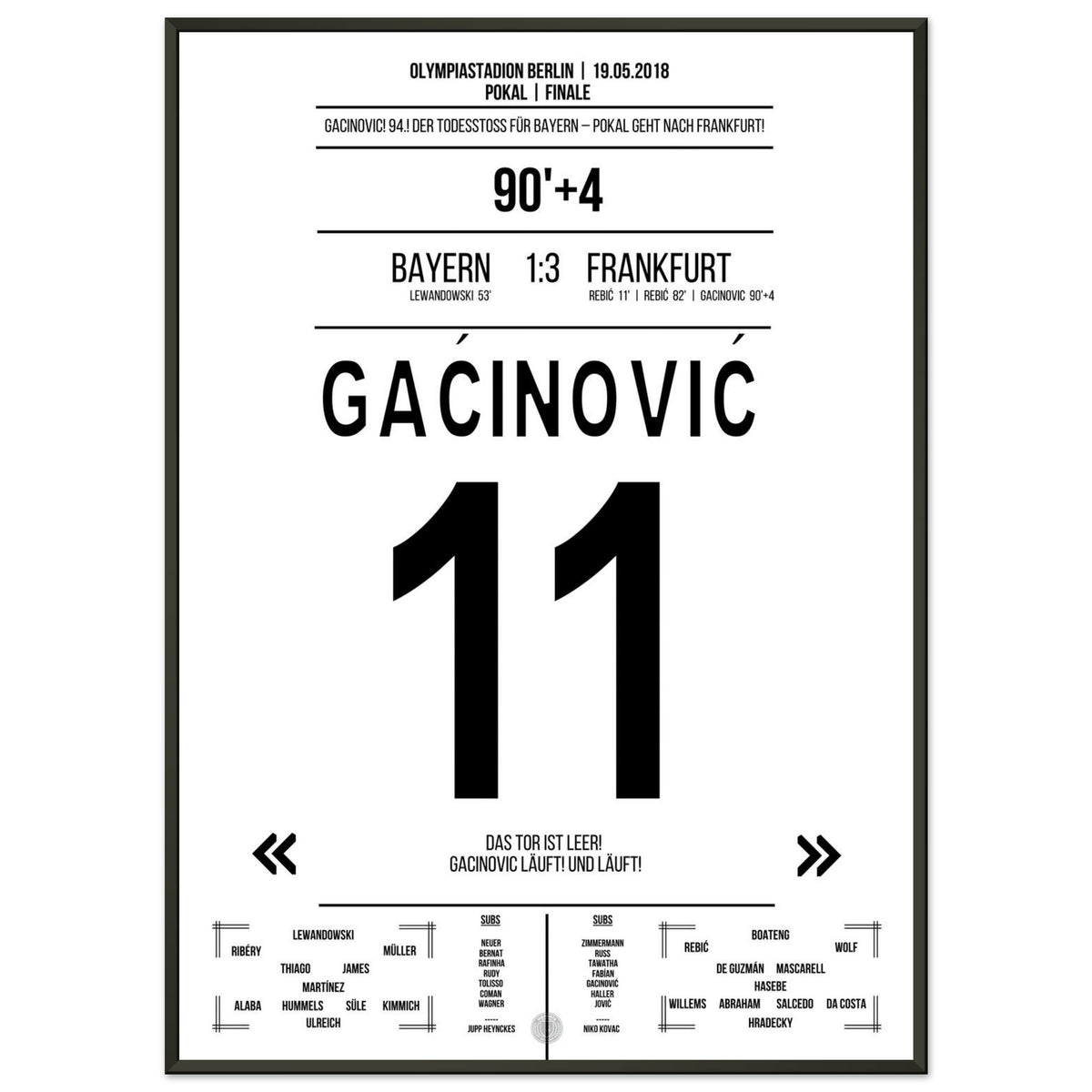 El sprint de 70 metros de Gacinovic para el triunfo en la copa contra <tc>Bayern</tc> 2018