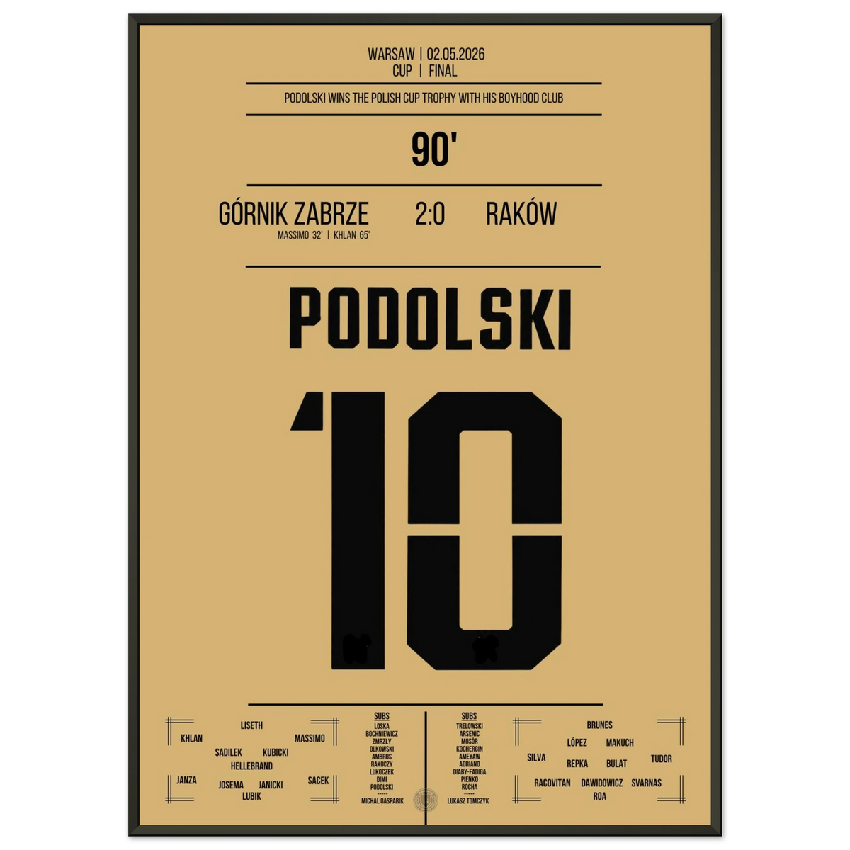 Podolski celebrates the Polish Cup victory with his hometown club