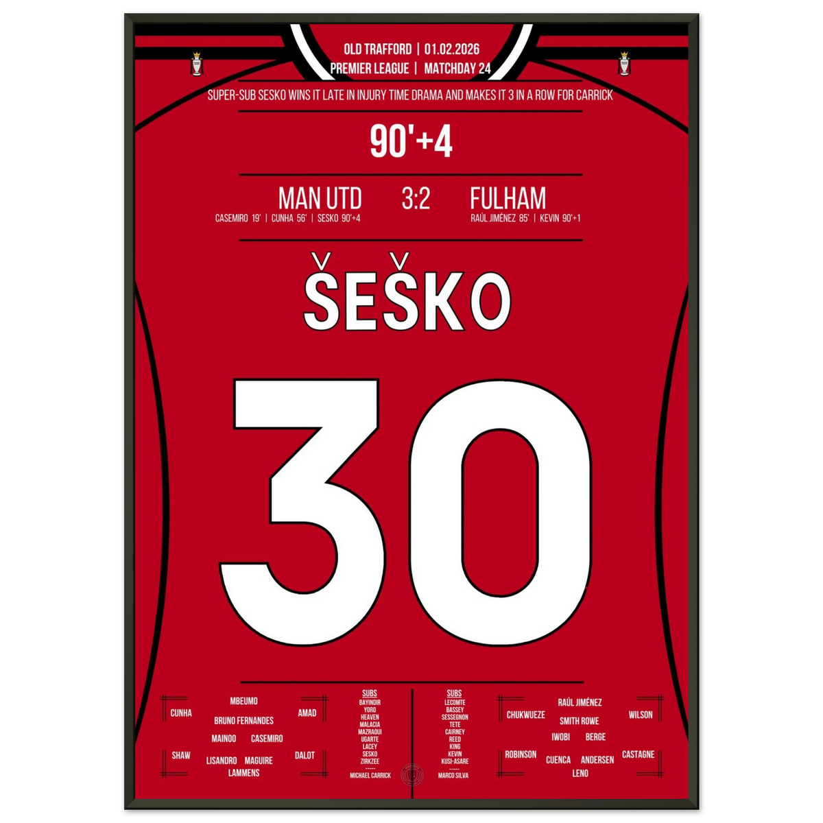 Sesko saves United victory in crazy injury time against Fulham