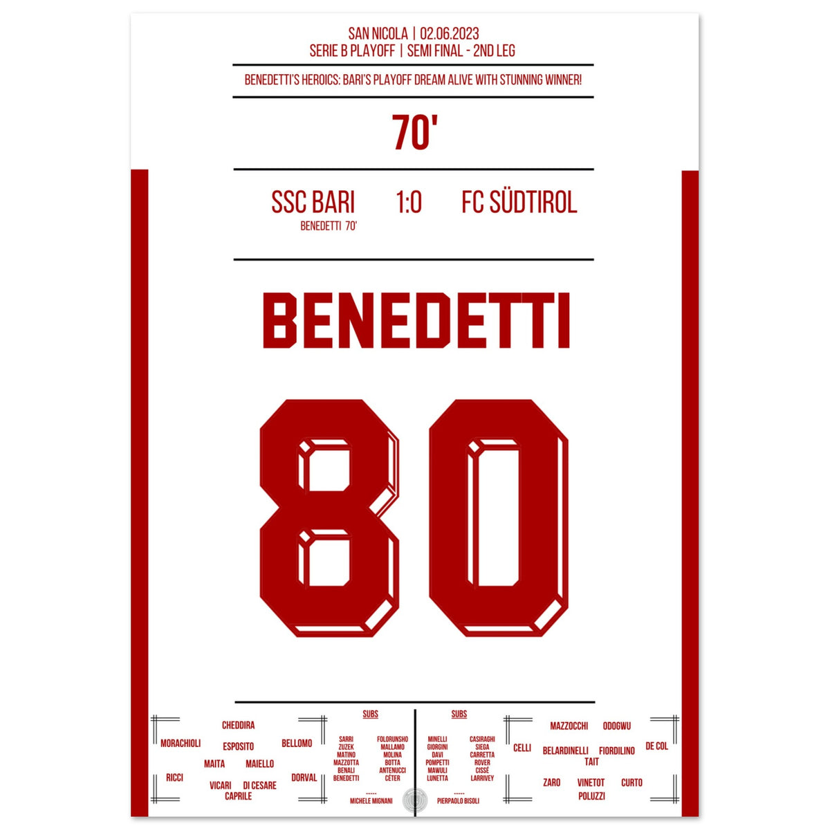 Benedetti shoots Bari into the 2023 playoff final