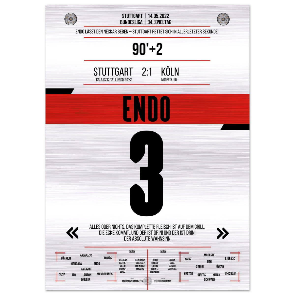(Metal Print) Endo's rescue to stay in the league
