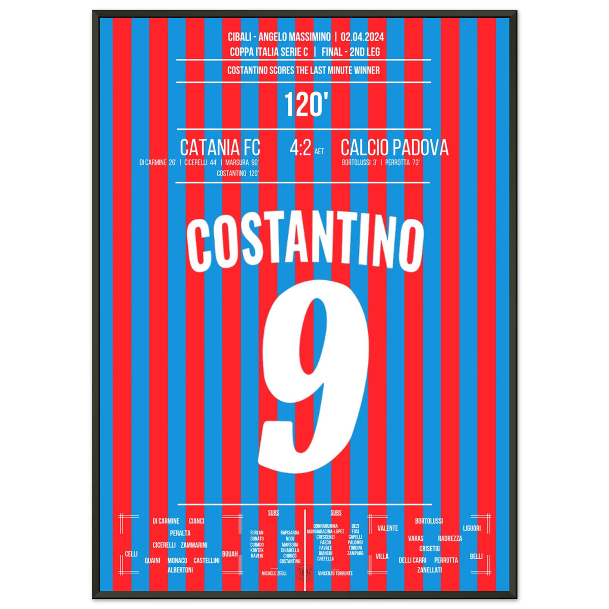 Costantino marca en el último minuto y lleva a Catania a la victoria en la copa.