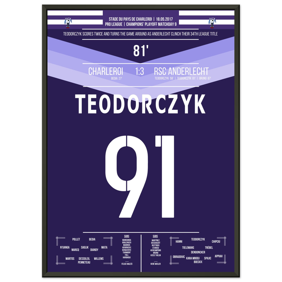 Teodorczyk shoots Anderlecht to the 34th championship.