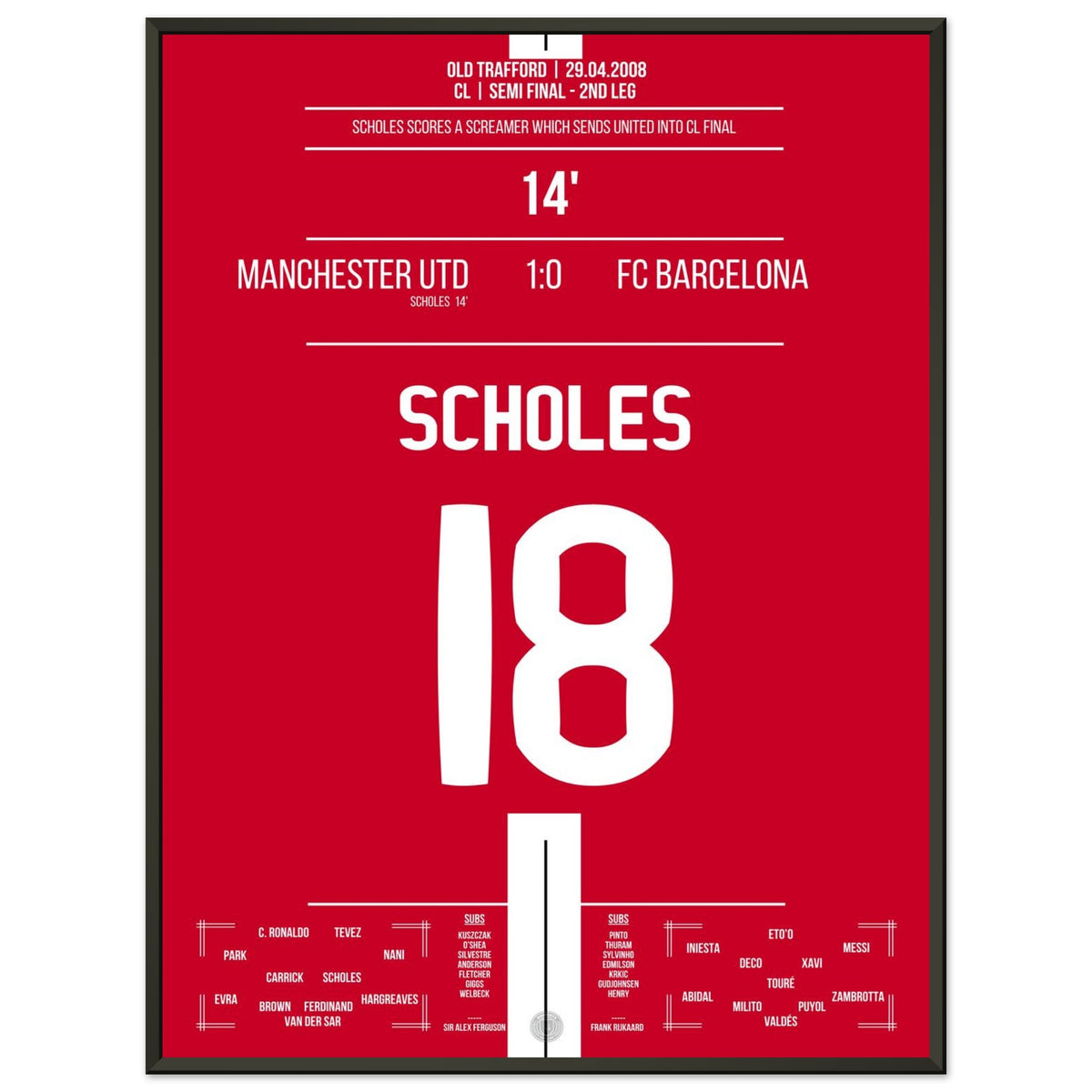 Scholes scores a dream goal to take United to the final in 2008.