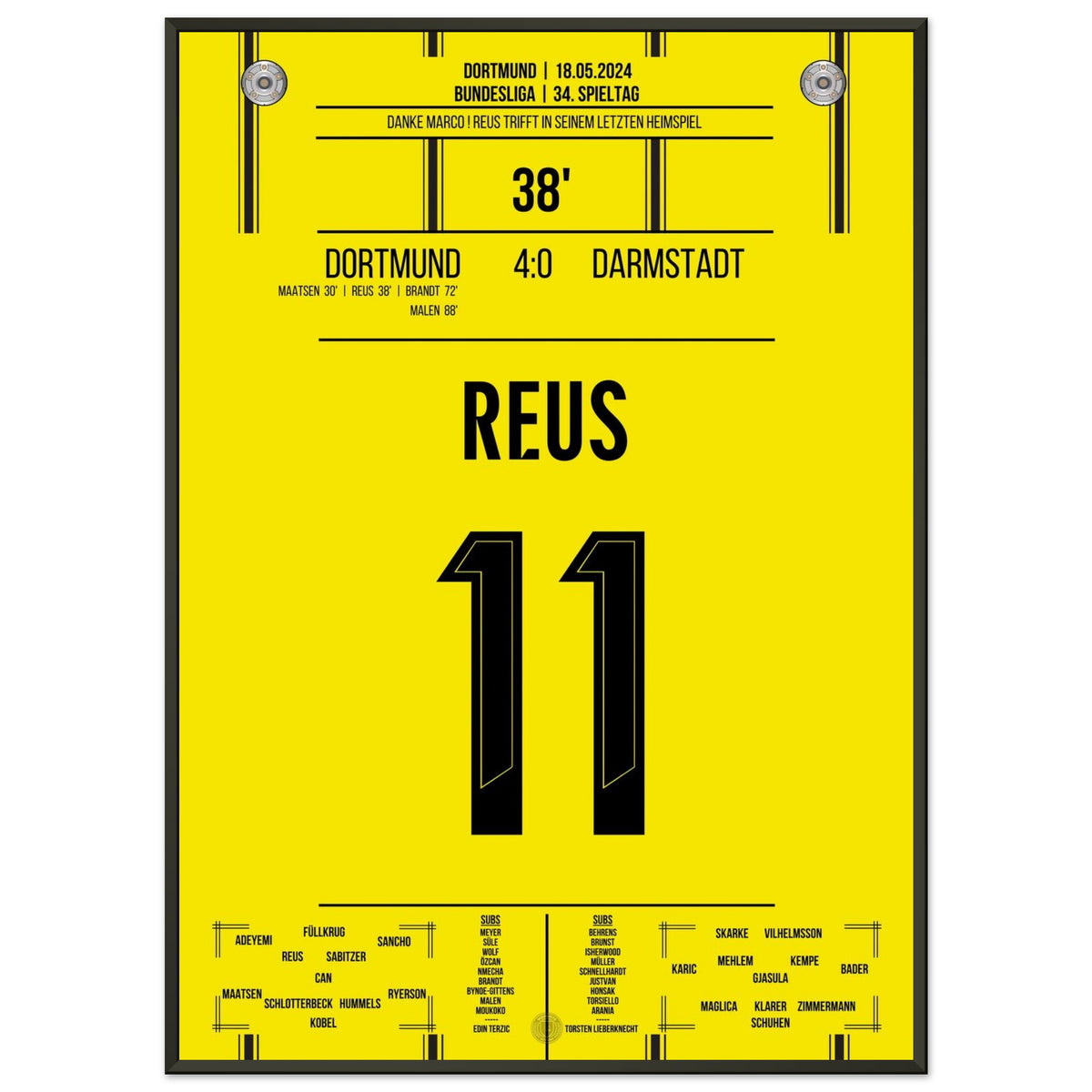 Una última vez la pared amarilla: Marco Reus marca en el último partido en casa en Dortmund.