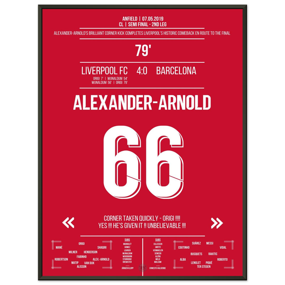 Alexander-Arnold's quickly taken corner in the semi-final against Barca