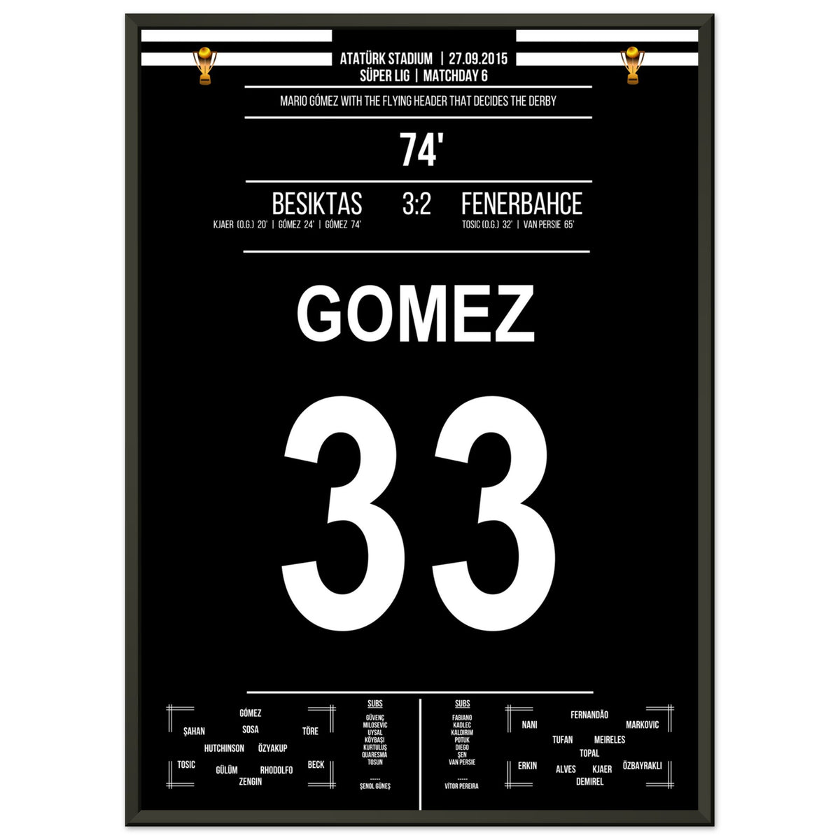 Mario Gomez colpo di testa in volo nella vittoria del derby contro il Fenerbahce 2015