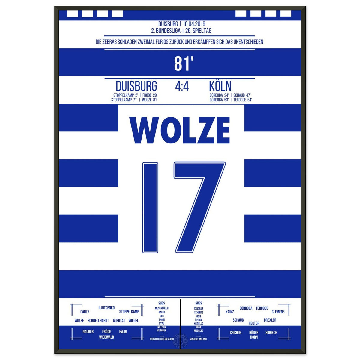 Il gol su punizione di Wolze per il pareggio nel folle 4:4 contro il Colonia nel 2019