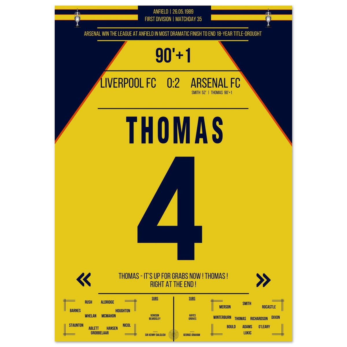 El dramático gol de victoria de Thomas para ganar el título en Anfield 1989