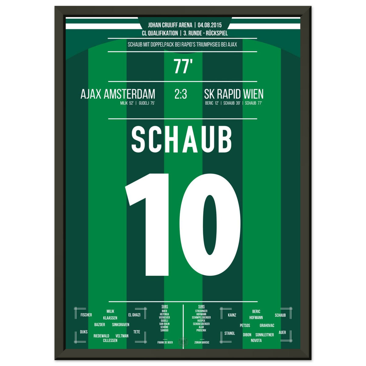 Schaub schießt Rapid bei Ajax mit Doppelpack in die nächste Runde
