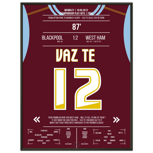 Vaz Te hammers West Ham back into the Premier League