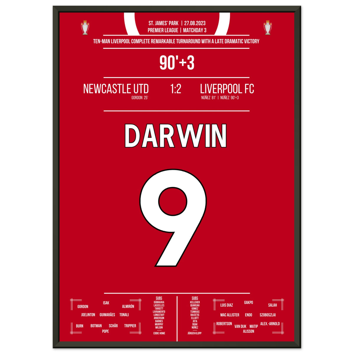 Darwin Nunez's late double to secure victory at Newcastle 2023