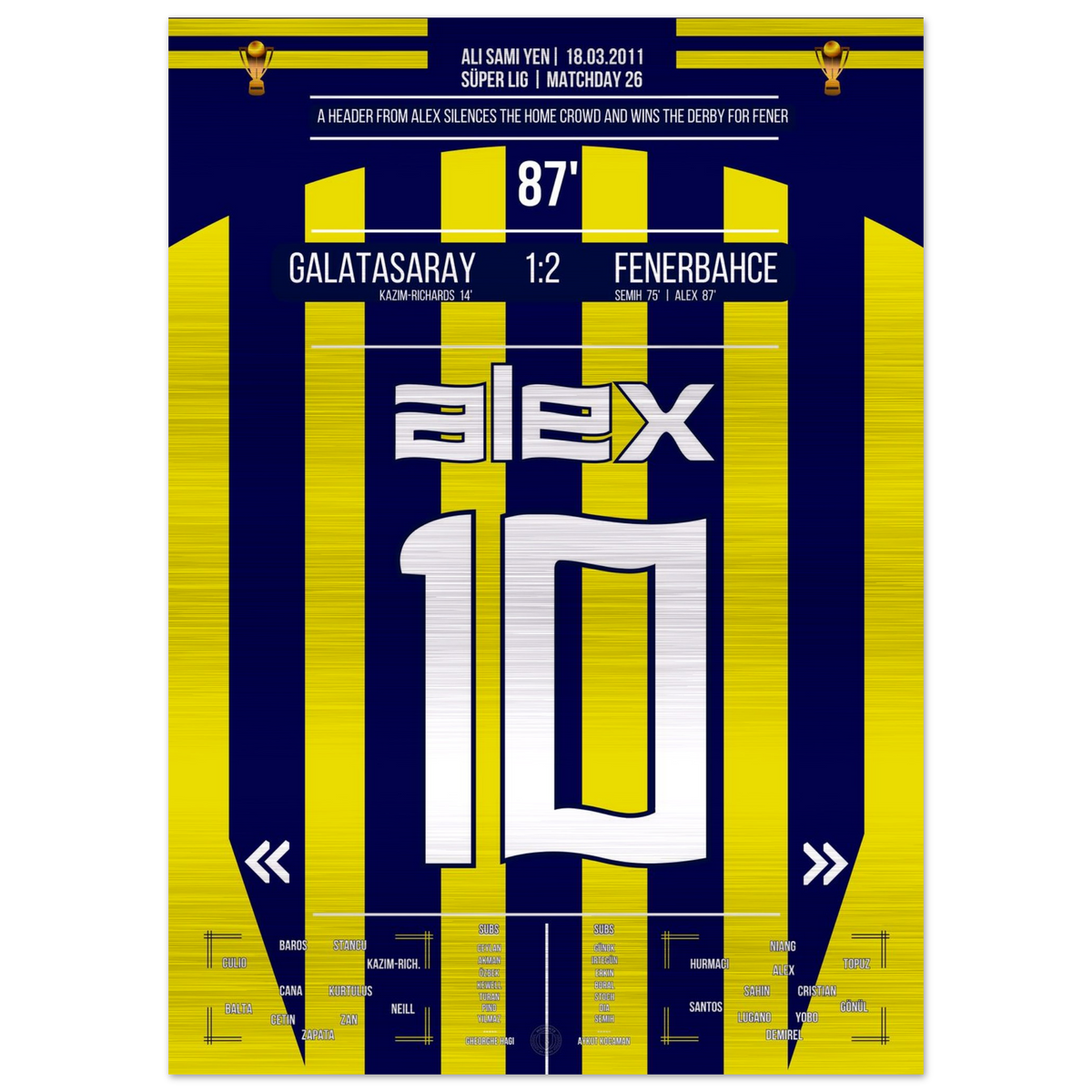 (Metal Print) Alex scores to win the derby for Fener