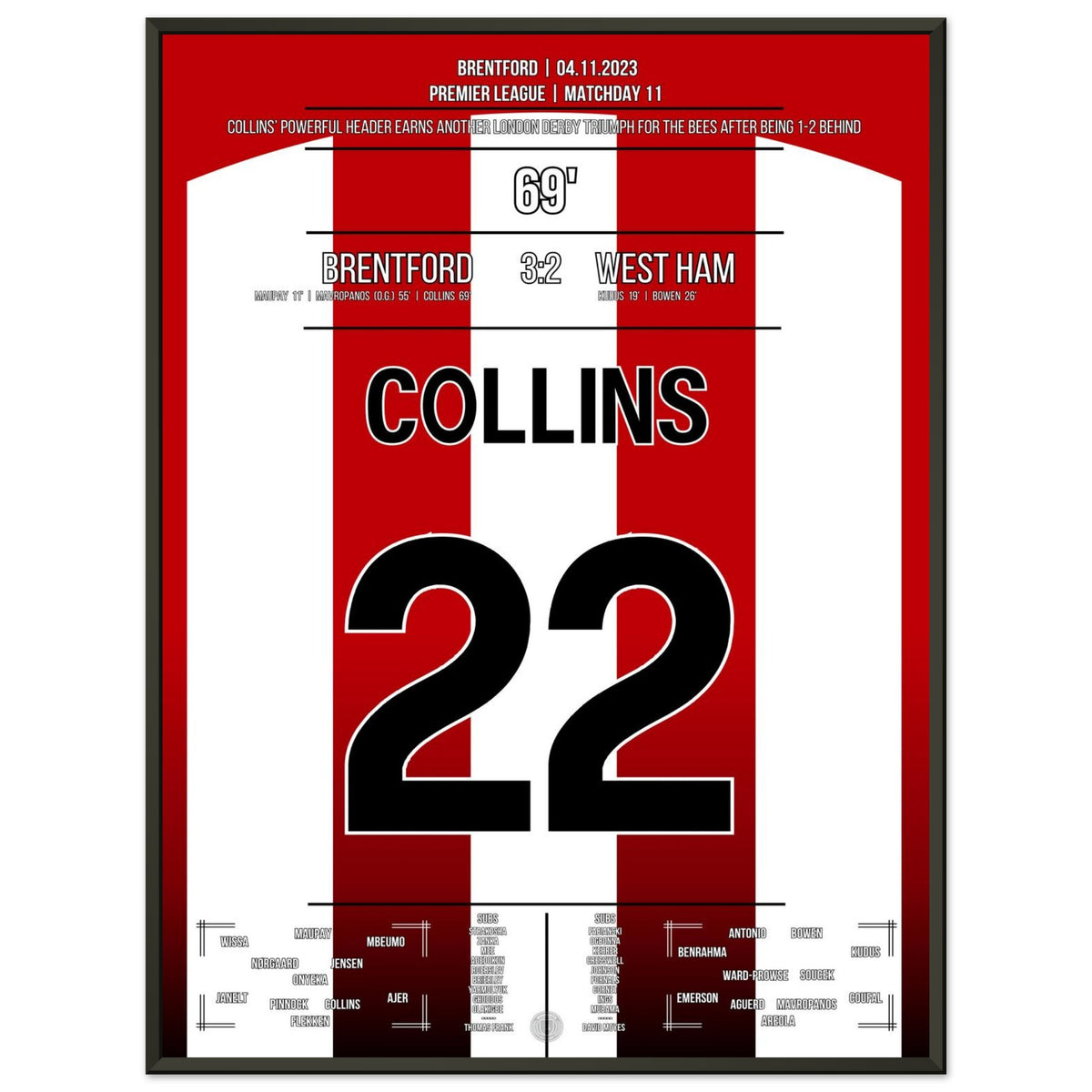 Collins marca para la victoria en el derbi de las Bees contra el West Ham.