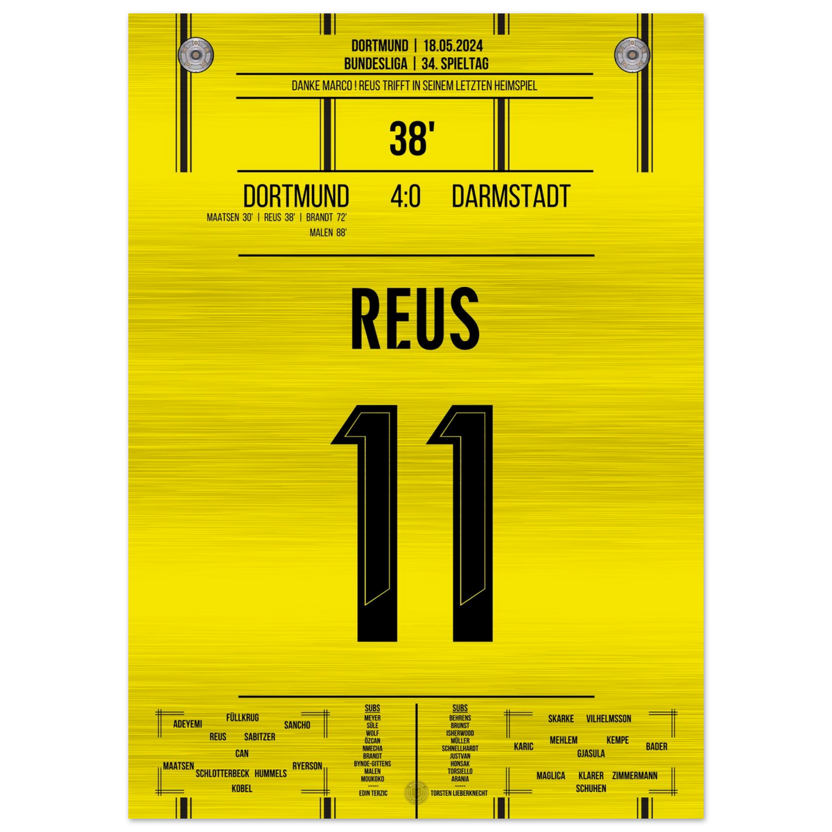 (Metal Print) Reus' farewell goal in 2024