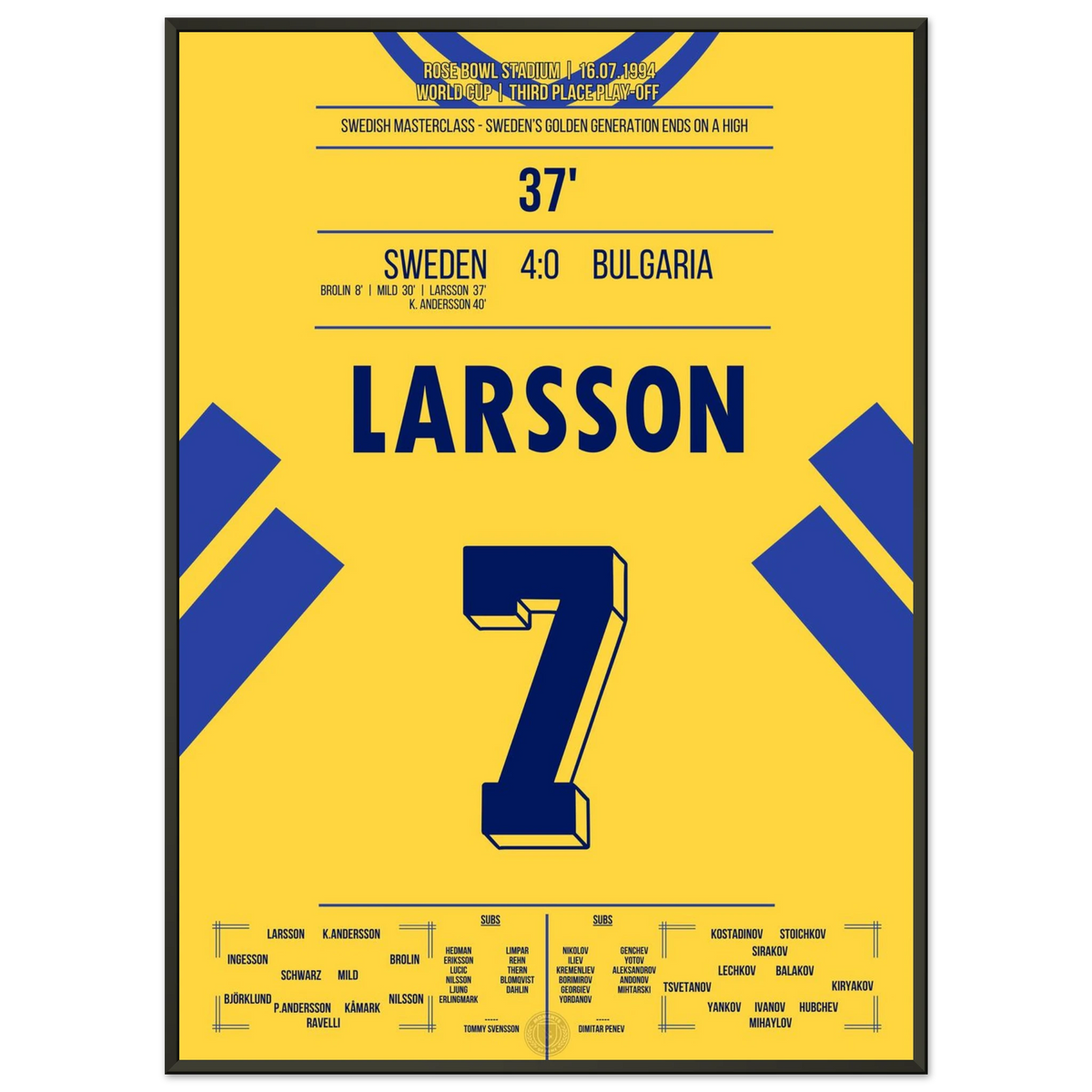 Larsson scores in Sweden's sensational third place finish at the 1994 World Cup