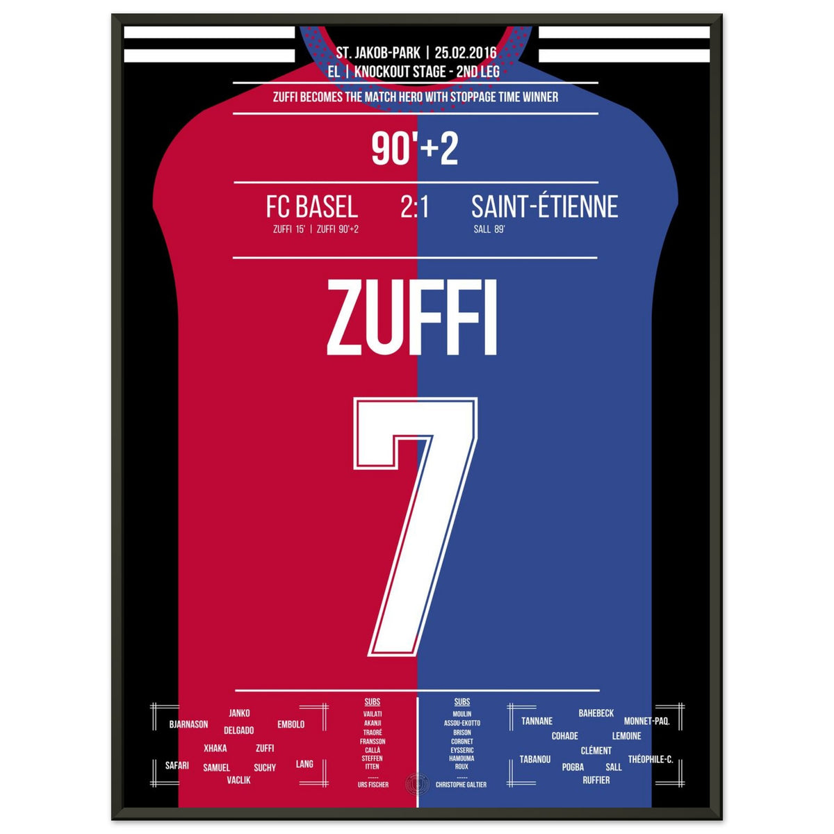 Il gol vittoria di Zuffi nel tempo di recupero contro il Saint-Etienne nel 2016