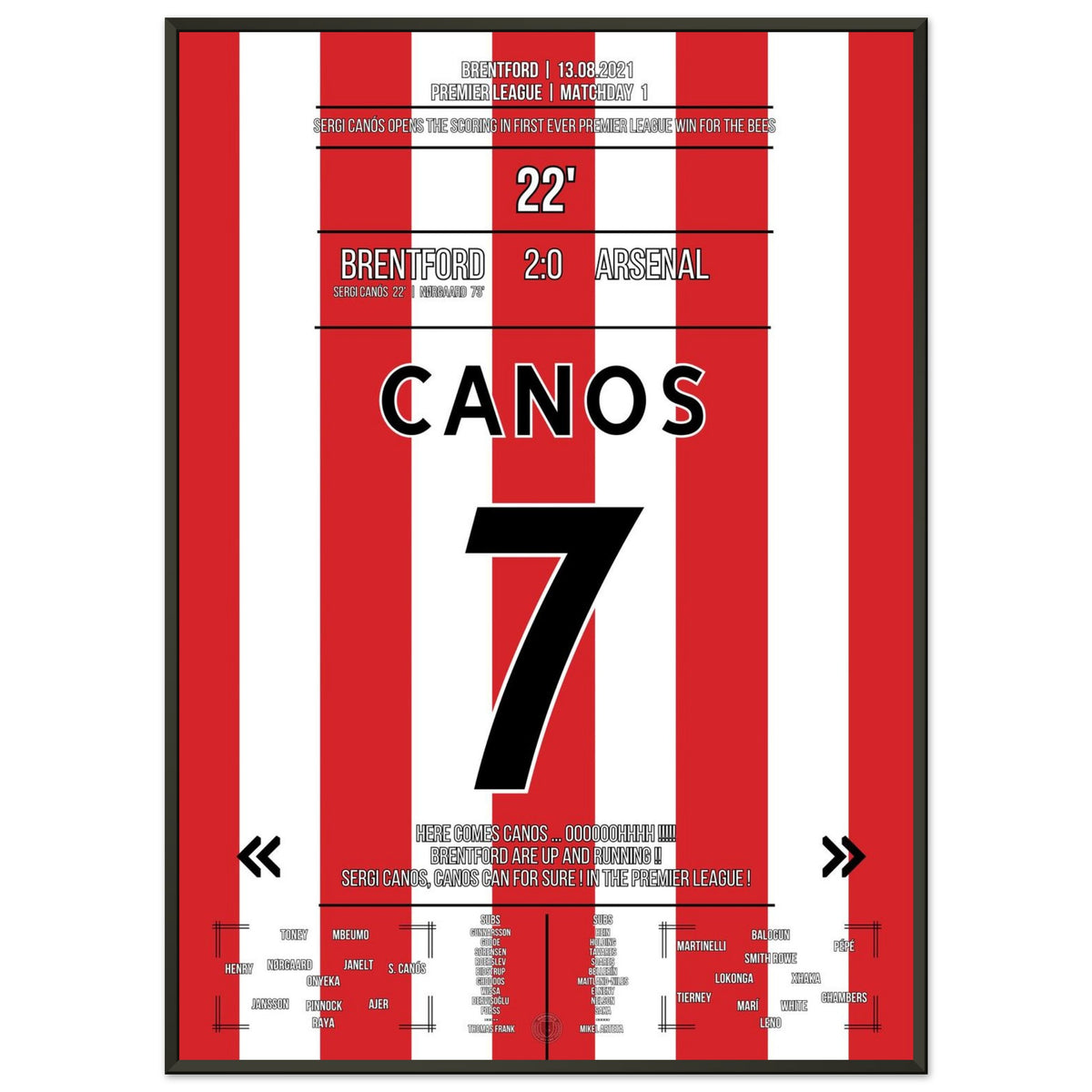 Canos marca en la primera victoria de la historia de Brentford en la Premier League.