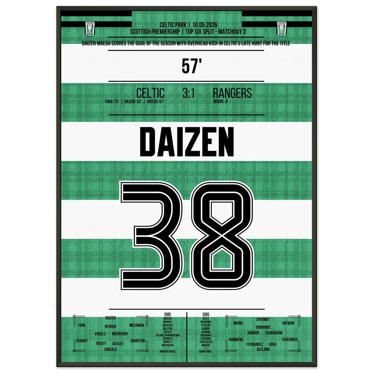 Daizen Maeda overhead kick goal in the Old Firm derby