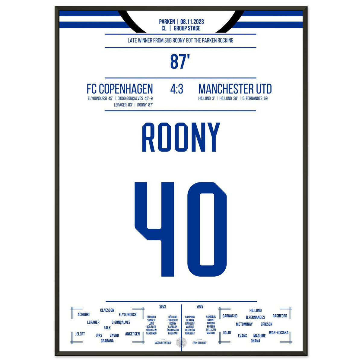 The substituted Roony makes the Parken Stadium explode with the winning goal.