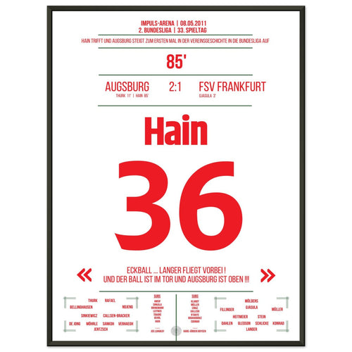 Hain marca para llevar al Augsburg al ascenso de la Bundesliga en 2011.