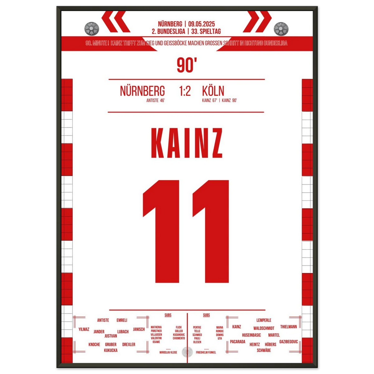 Kainz marca un doblete en el 90 y acerca al Colonia al ascenso
