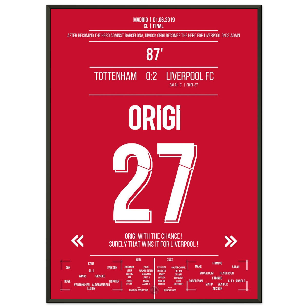 Il gol di Origi nella finale del 2019