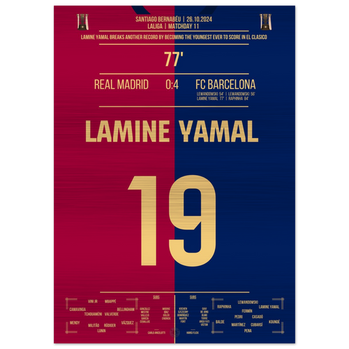 (Metal Print) Lamine Yamal breaks record and becomes youngest goalscorer in the history of 