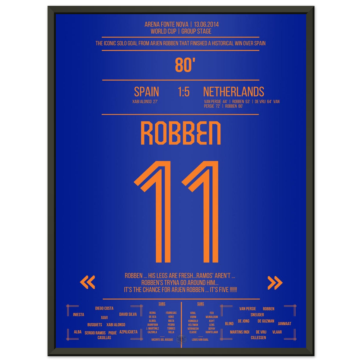 El gol en solitario de Robben contra España en la Copa del Mundo 2014