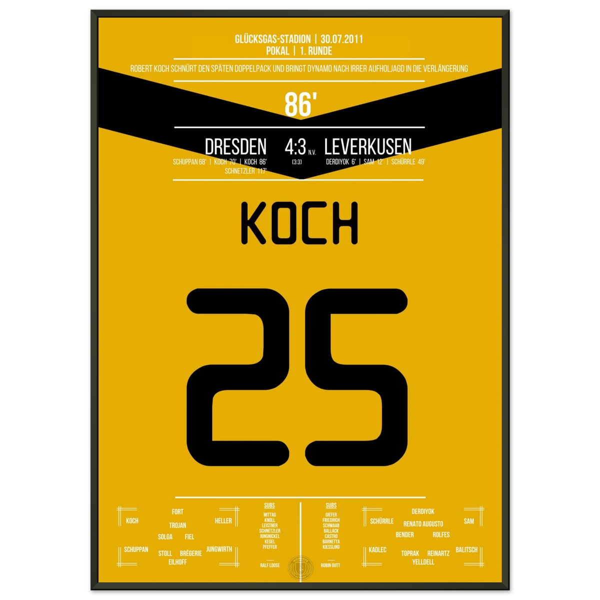 Koch scores twice and leads Dresden into extra time in their legendary cup win against Leverkusen