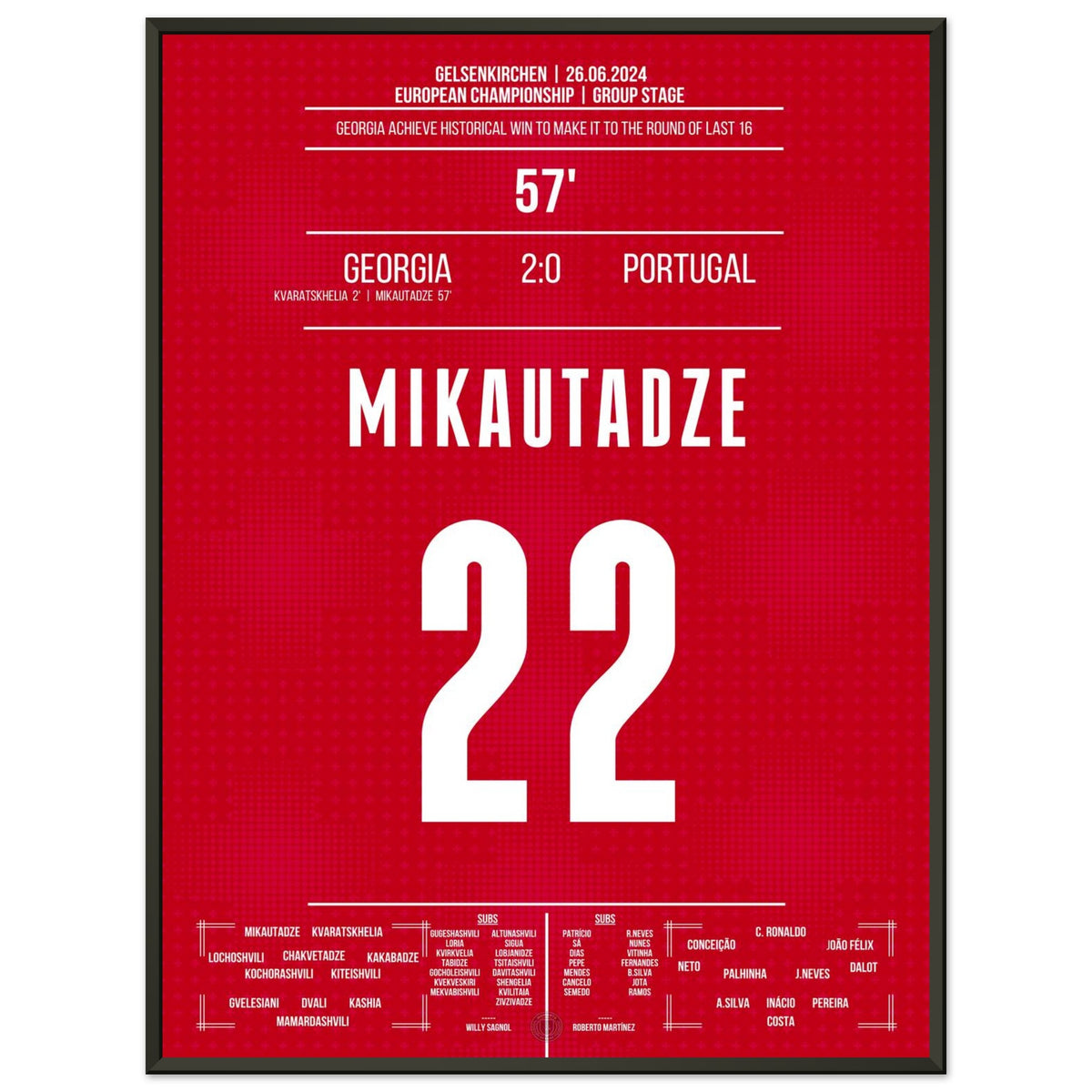 Mikautadze marca el gol decisivo en la histórica victoria de Georgia para avanzar a los octavos de final.