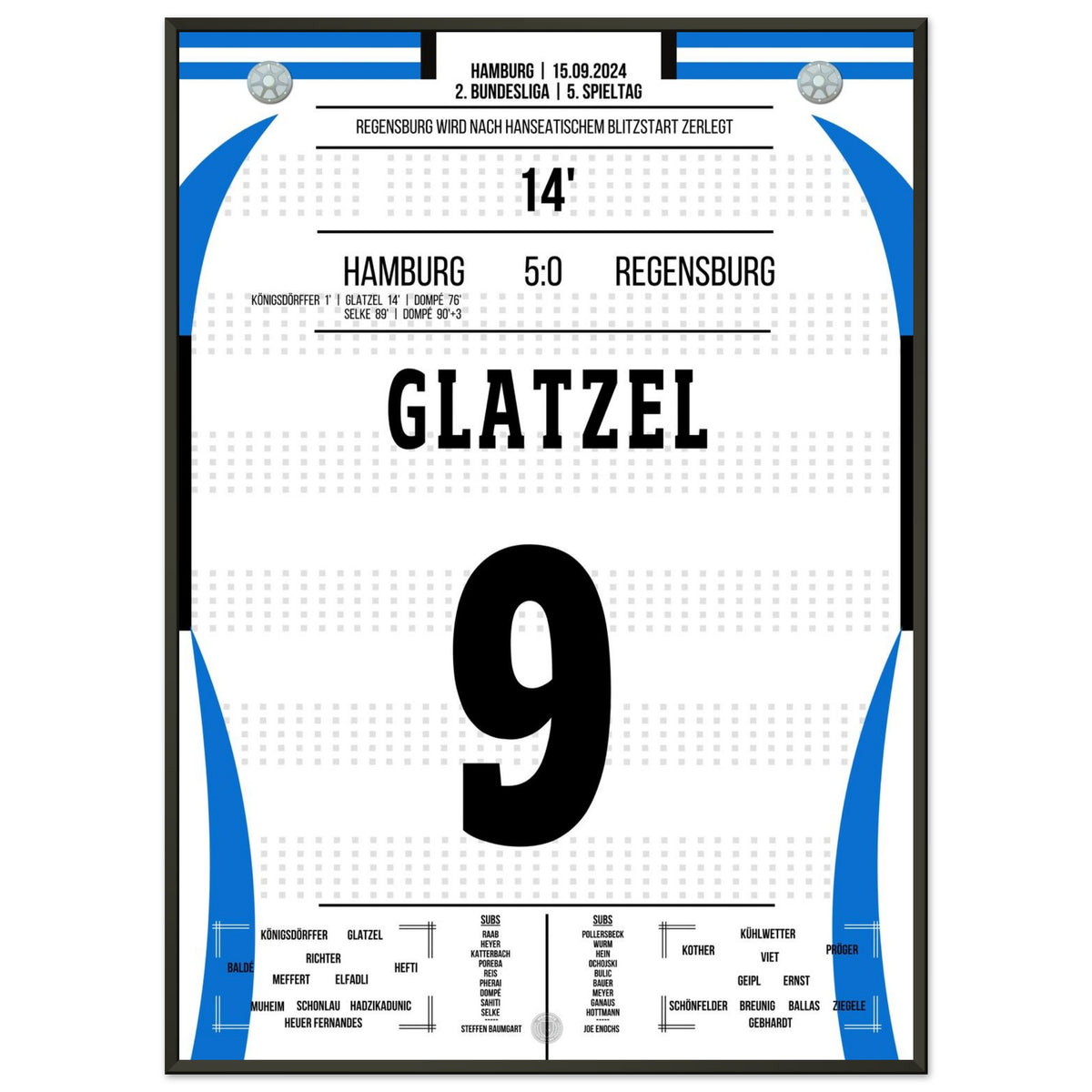 Glatzel marca en la contundente victoria del Hamburgo contra Regensburg.