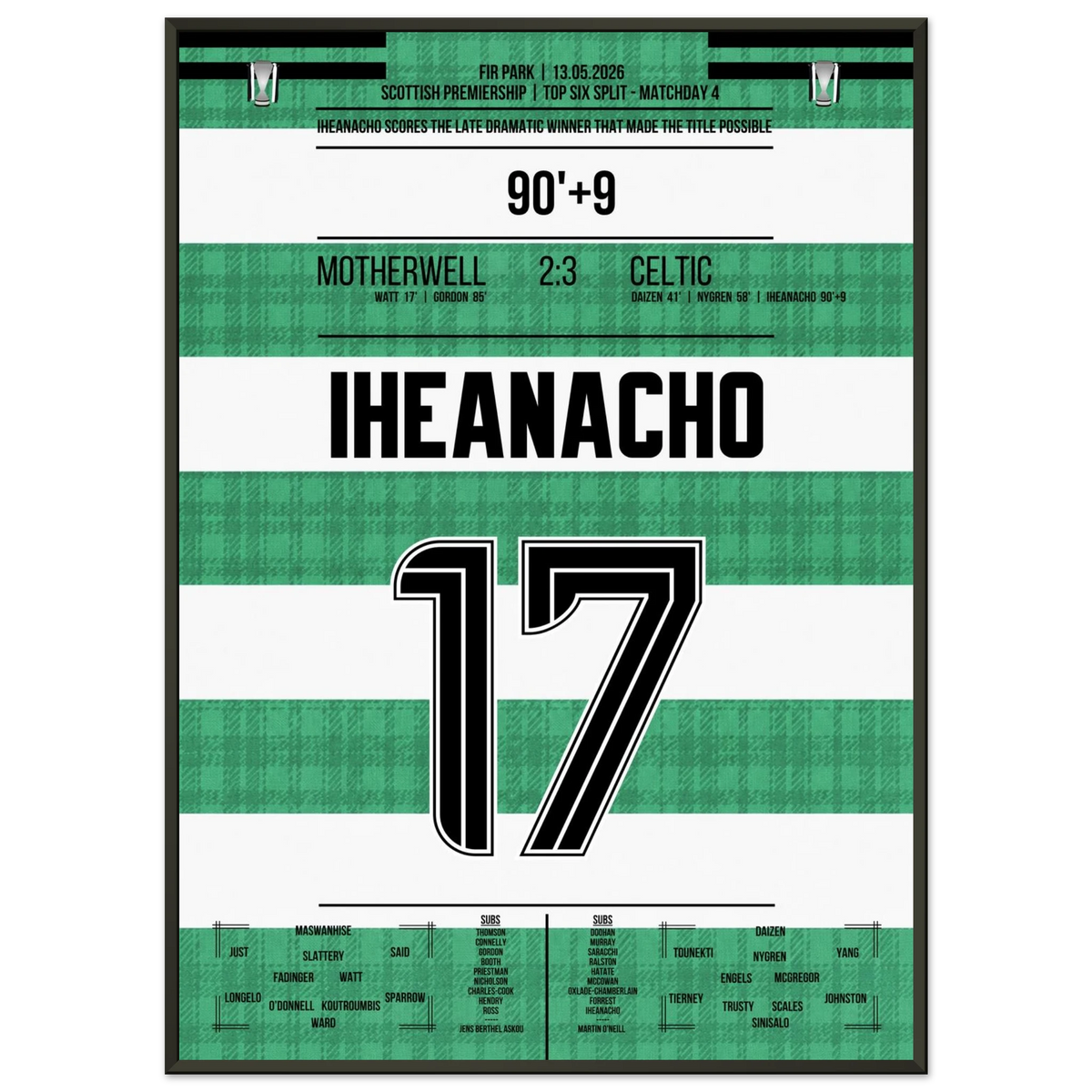 Iheanacho's last-minute penalty restored Celtic's championship