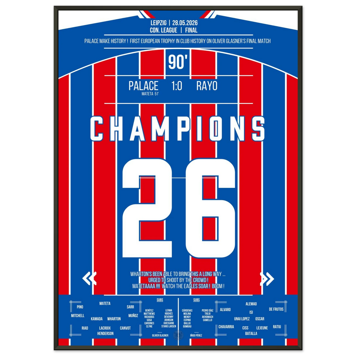 Palace conquers Europe with the first European Cup win in the club's history