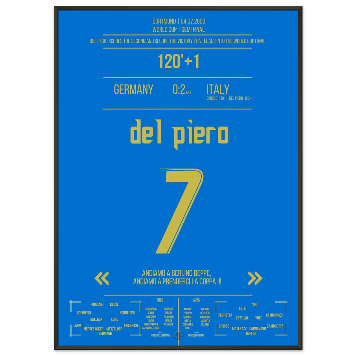 Del Piero dispara a Italia contra el anfitrión Alemania en la final de la Copa del Mundo 2006.