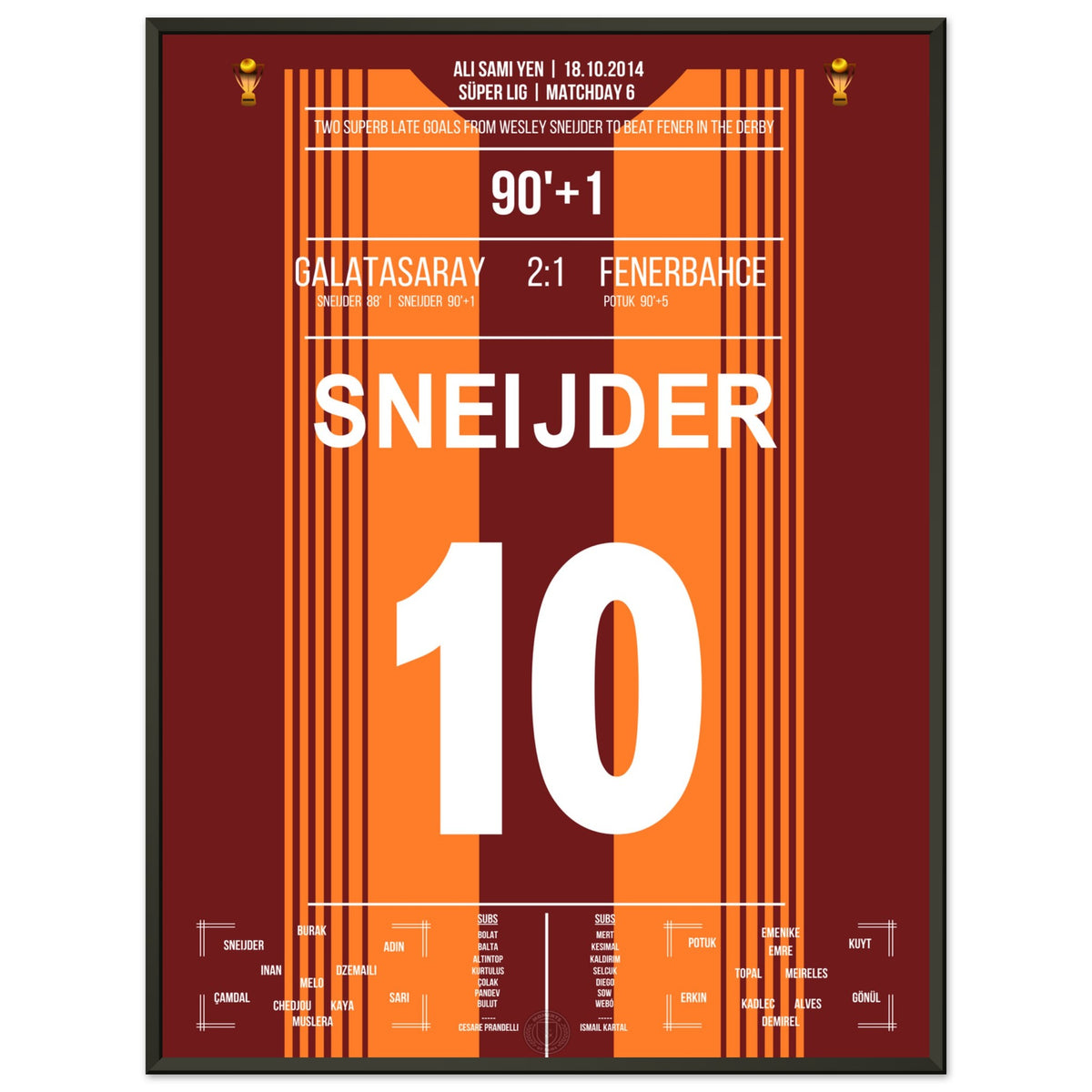 Sneijder decide il derby contro il Fener con due gol da sogno nel 2014