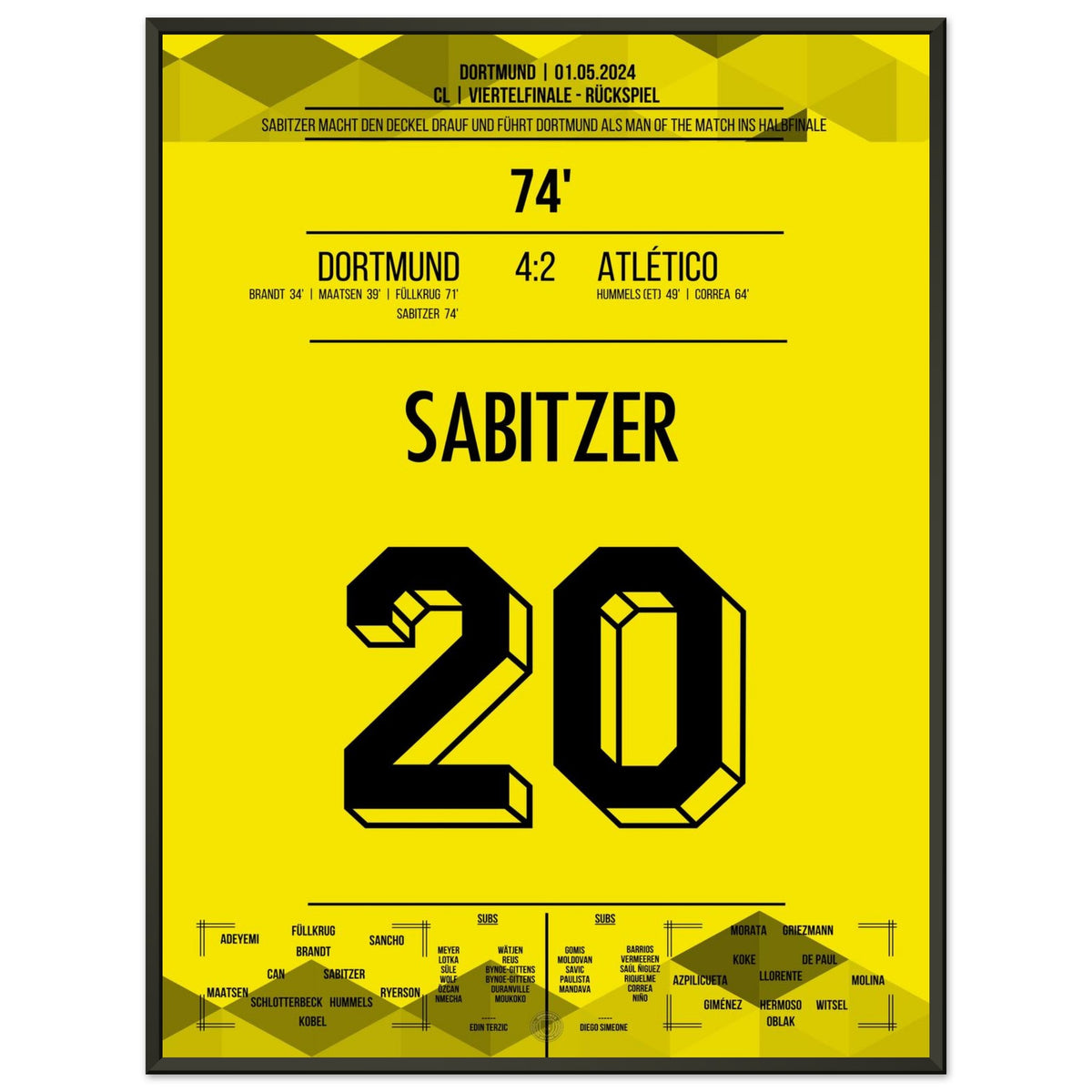 Sabitzer Man Of The Match und Dortmund zieht ins CL Halbfinale ein